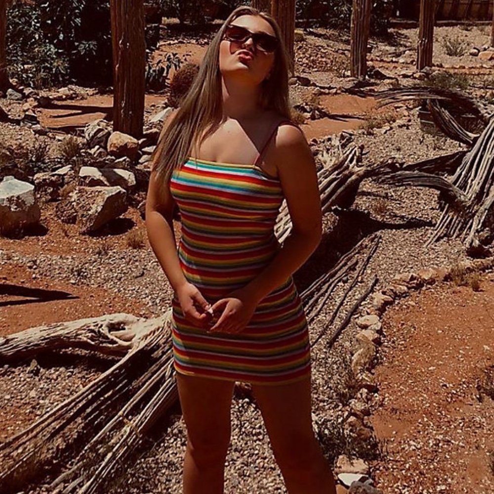 A-Lab Alvia Rainbow Striped Dress